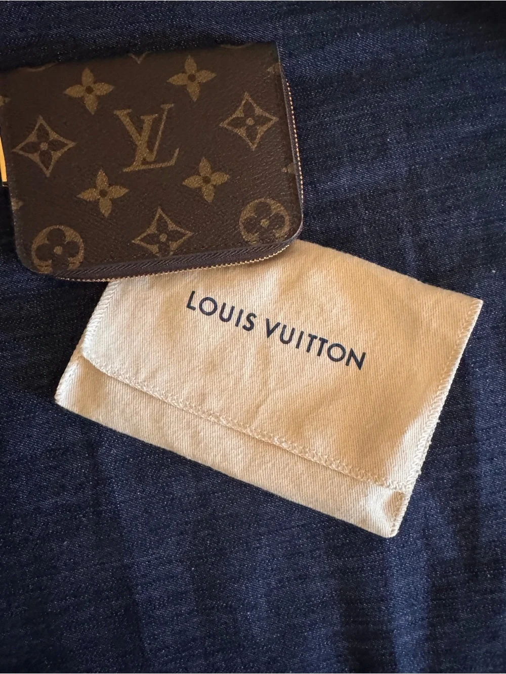 Louis Vuitton Brown Monogram Canvas Card Holder with Pink and Blue Illustration